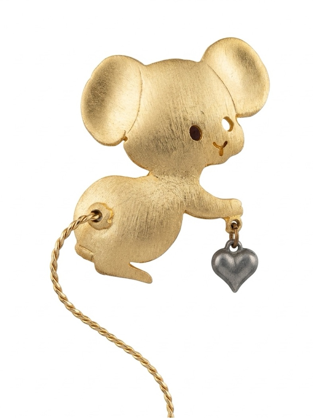Vintage Ultra Craft Mouse Brooch with Silver Heart Charm